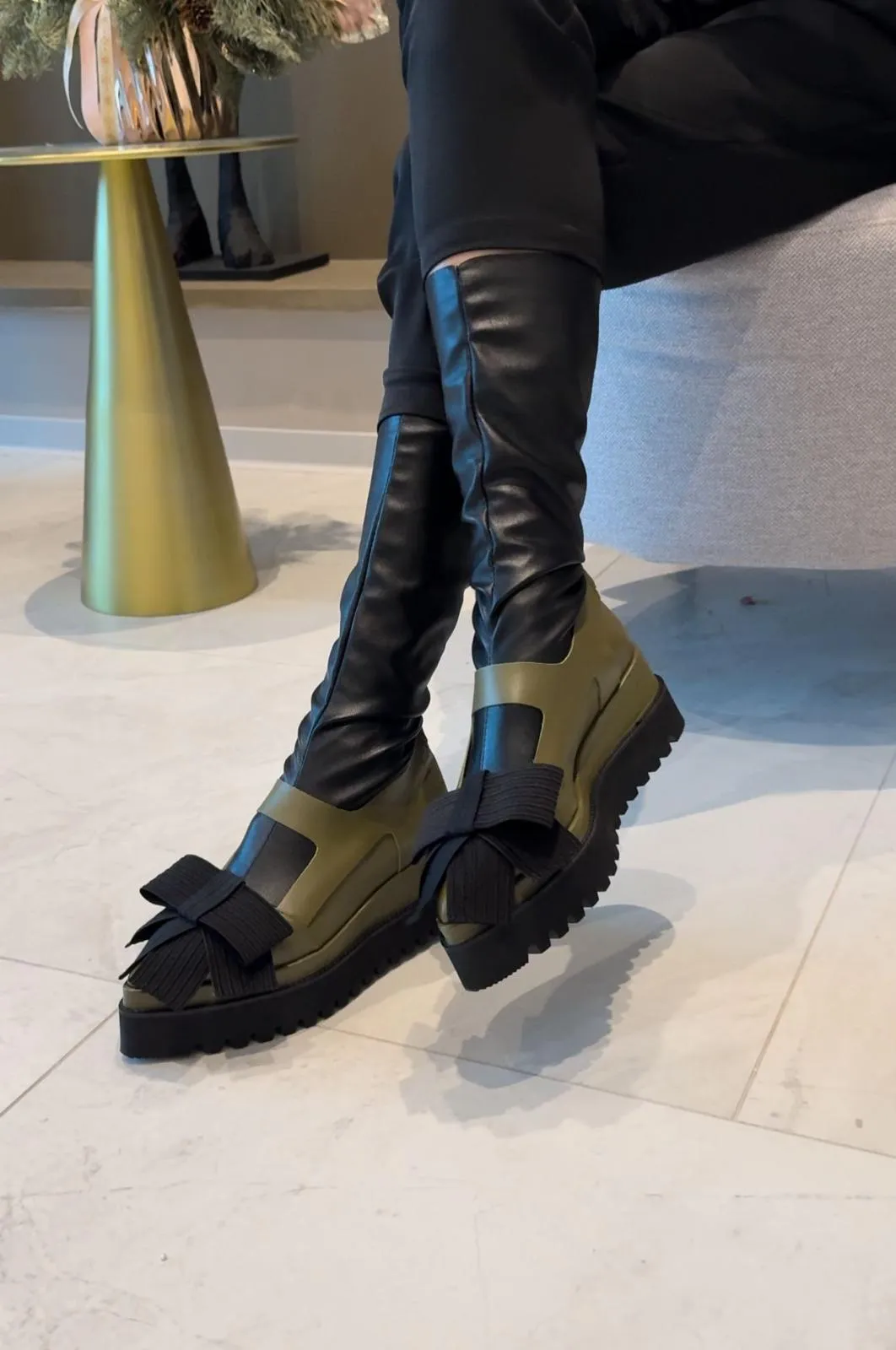 A Promise green leather boots // Limited Edition
