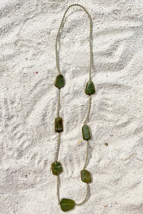 Mayabazaar 'Statement' Handknotted Vasonite and Silk Long necklace