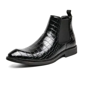 New Latest Black Croco Chelsea Boots