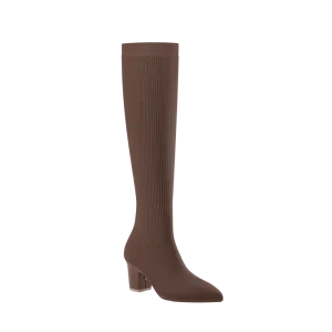 The Knee High Boot Walnut Knit   Block Heel Kit 3 Walnut